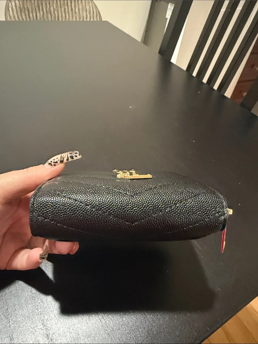 Monogram Quilted Leather Zip Wallet with Gold Logo Brand New!